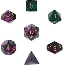 Gemini Green-Purple / Gold 7 Dice Set - CHX26434
